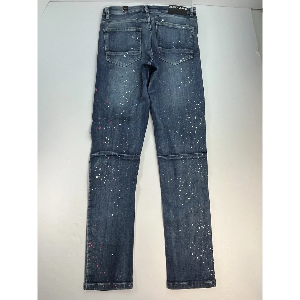 Red Ape Jeans Men's 32x32 Blue Distressed Paint Splatter Streetwear Skateboard
